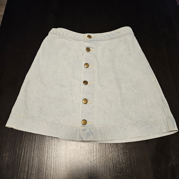 American Apparel Jeans Light Wash Button Front Denim Mini Skirt - Picture 3 of 8